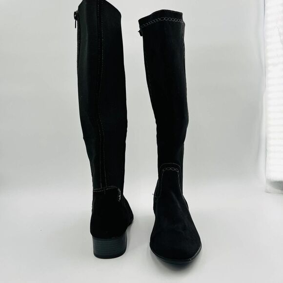 Gloria Vanderbilt Beatrice Knee High Black Microsuede Boots Size 8 - Picture 9 of 12